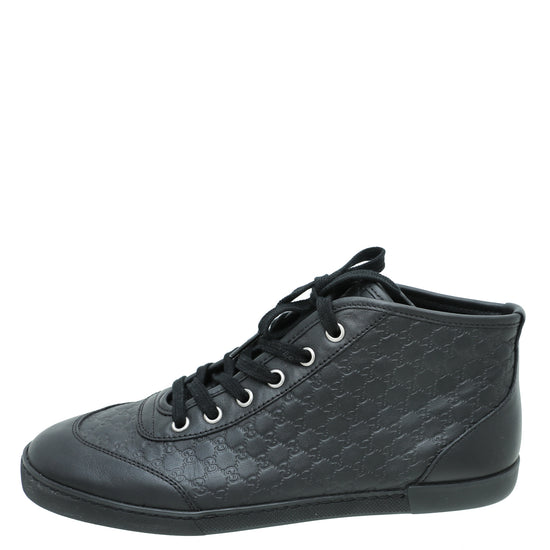 Gucci Black Microguccissima High Cut Sneakers 37