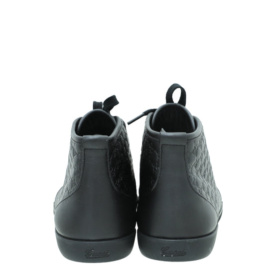 Gucci Black Microguccissima High Cut Sneakers 37