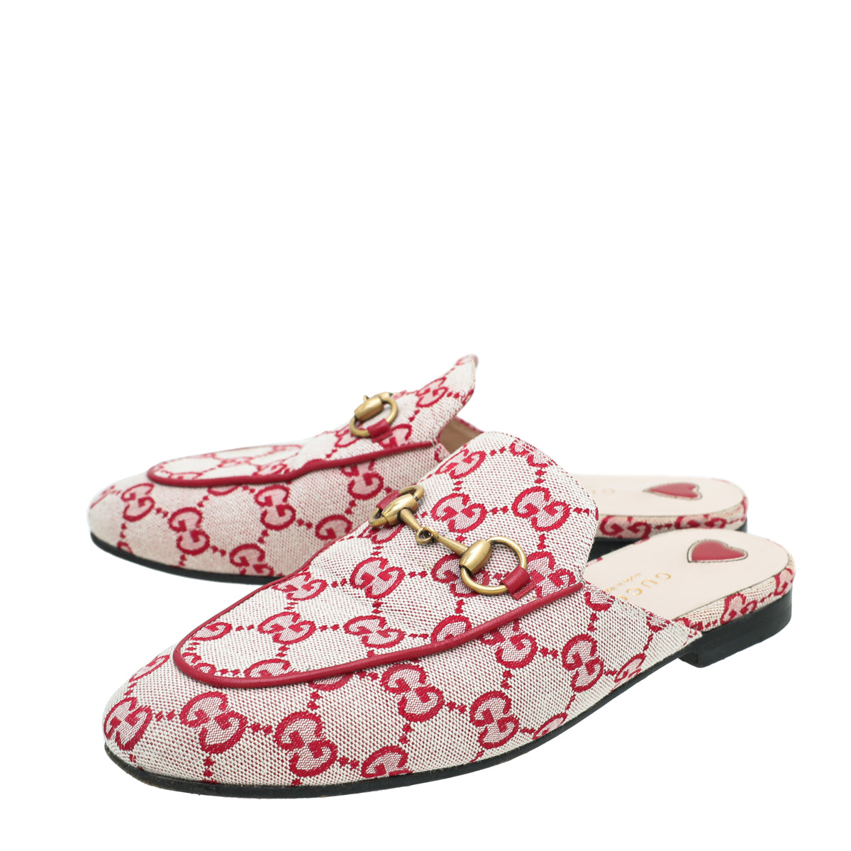 Gucci Red Ebony GG Canvas Princetown Mules 36.5-Gucci-THE CLOSET