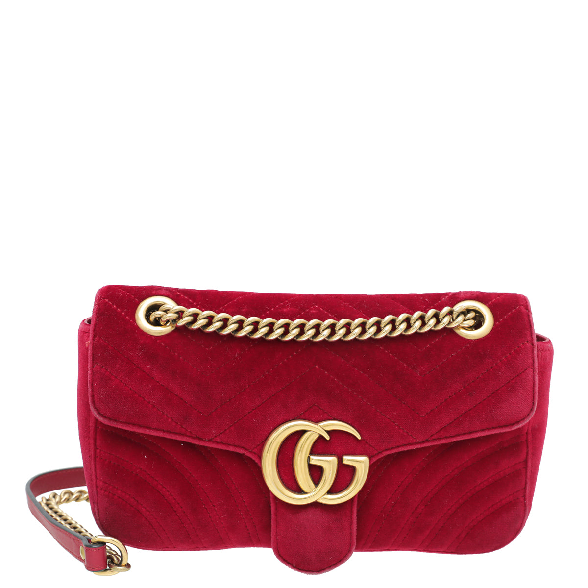 Gucci Red GG Velvet Marmont Small Bag-Gucci-THE CLOSET