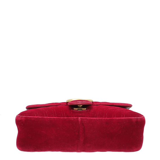 Gucci Red GG Velvet Marmont Small Bag