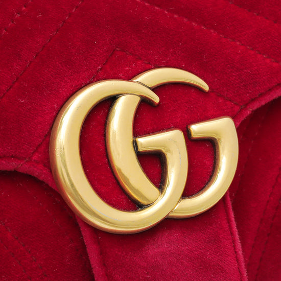 Gucci Marmont Small Velours Red Bag Velvet ref.202401 - Joli Closet