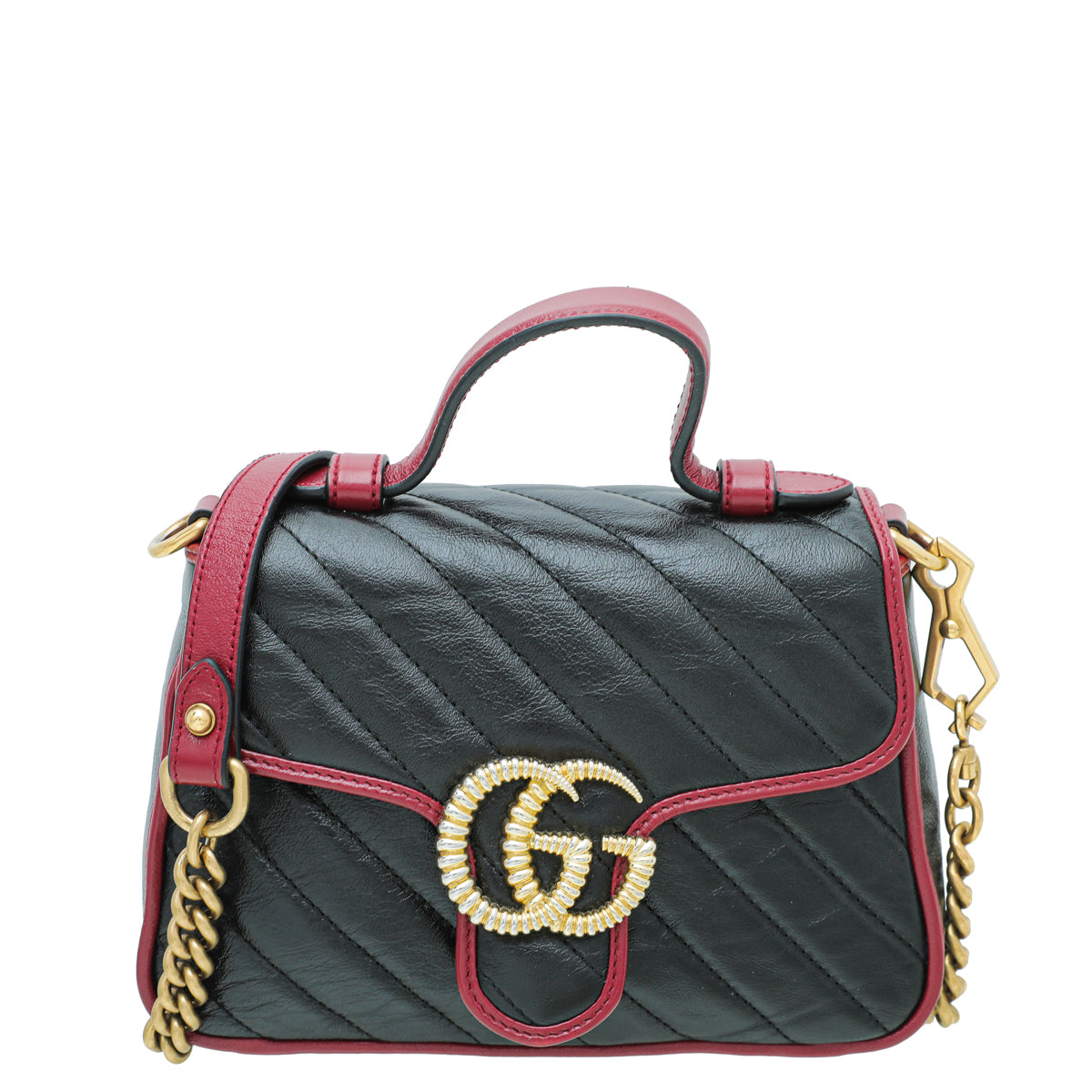 Gucci Bicolor GG Marmont Torchon Top Handle Mini Bag