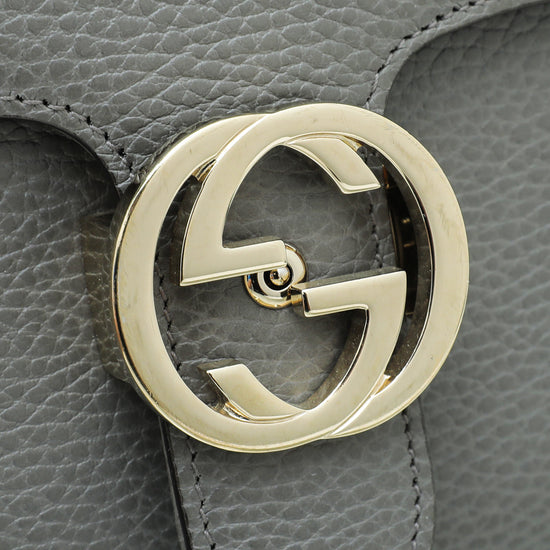 Gucci Grey G Interlocking Top Handle Medium Bag