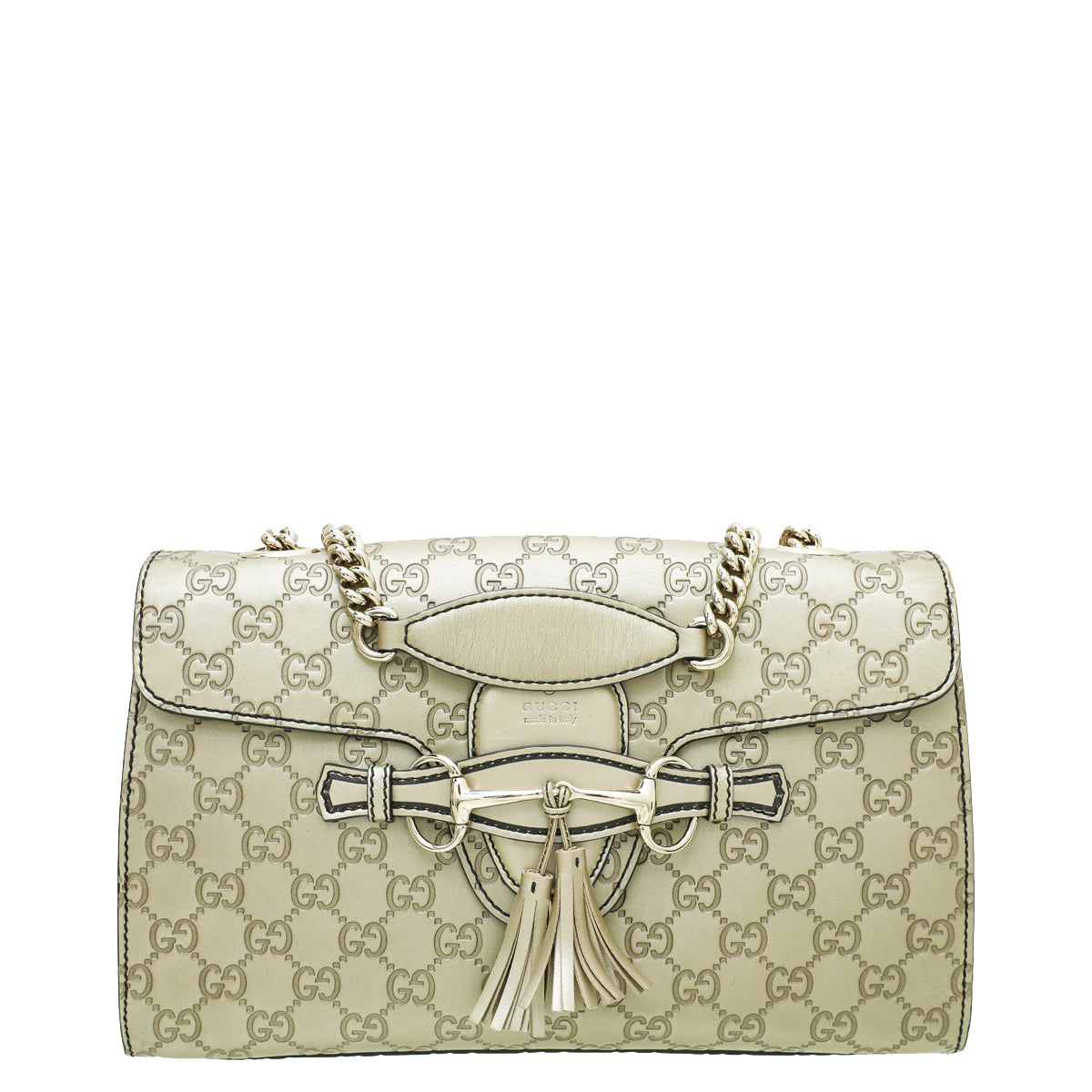 Gucci Metallic Champagne GG Guccissima Emily Medium Bag-Gucci-THE CLOSET