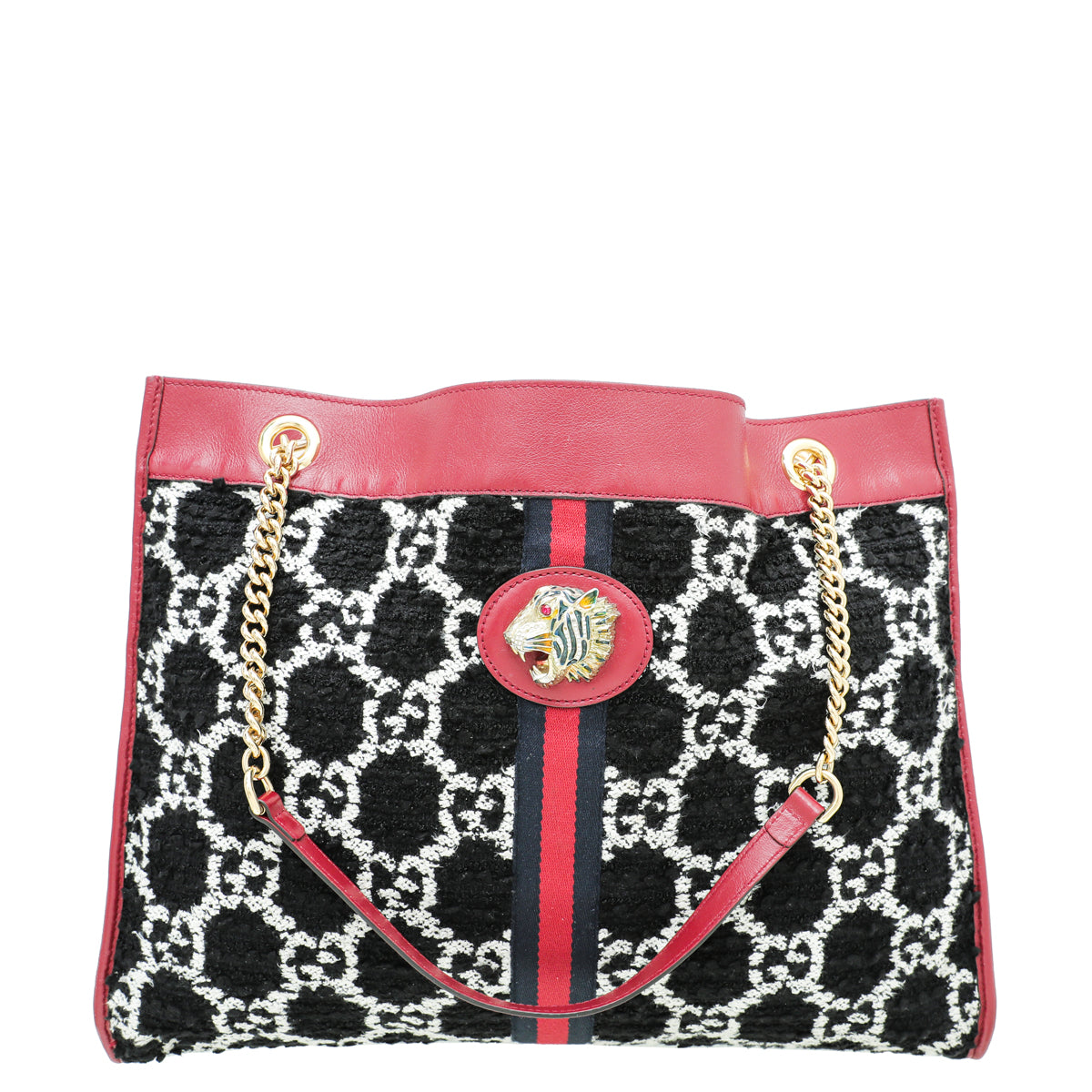 Gucci Tricolor Rajah Jacquard Tweed Tote Large Bag-Gucci-THE CLOSET