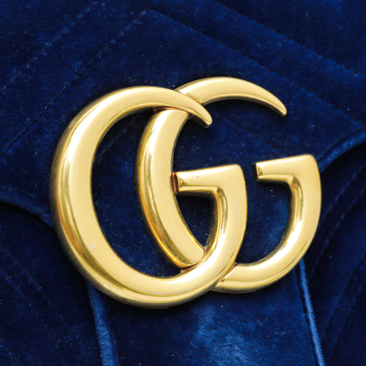 Gucci Blue Velvet GG Marmont Medium Bag