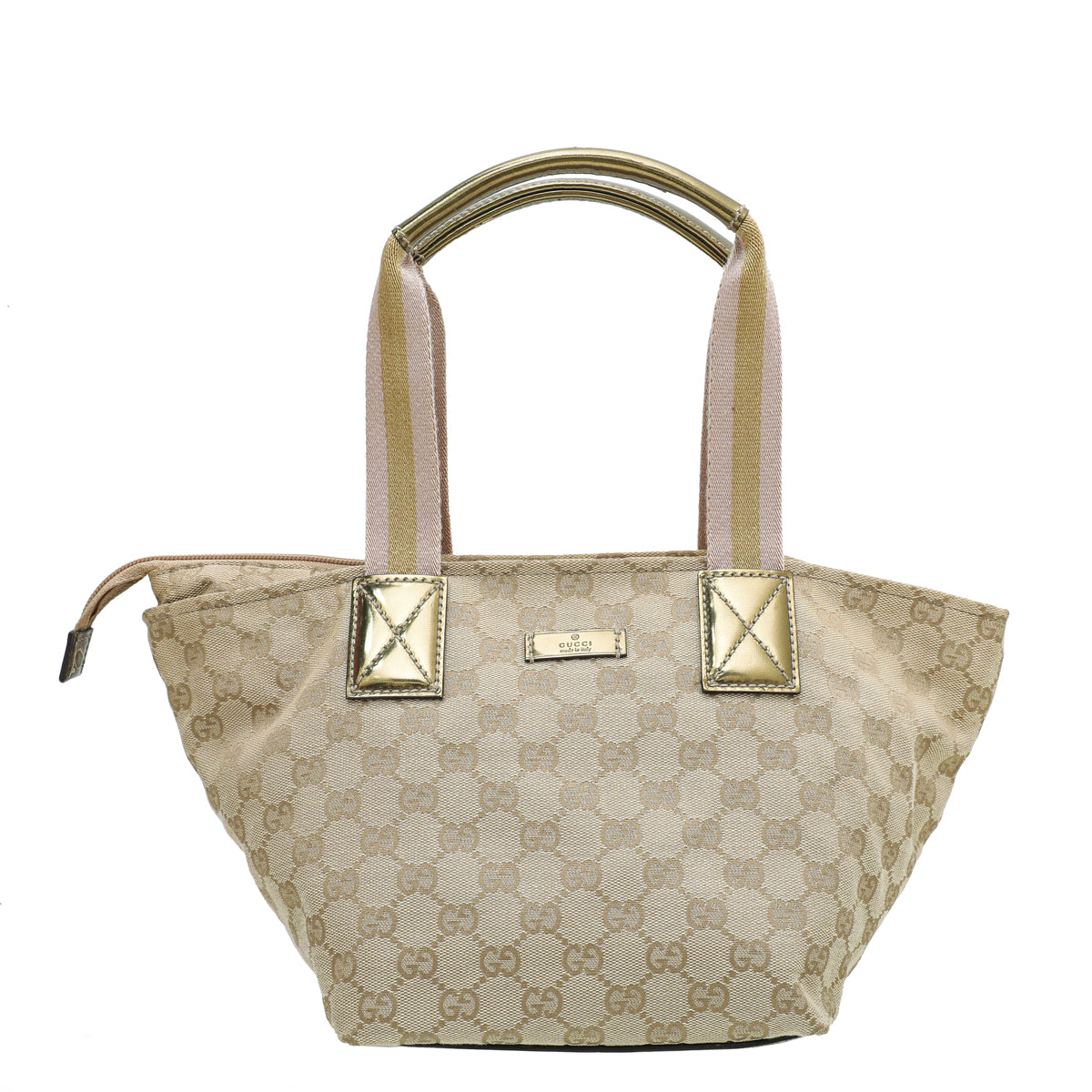 Gucci Bicolor GG Web Handle Bucket Small Tote Bag-Gucci-THE CLOSET