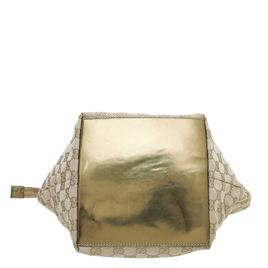 Gucci Bicolor GG Web Handle Bucket Small Tote Bag