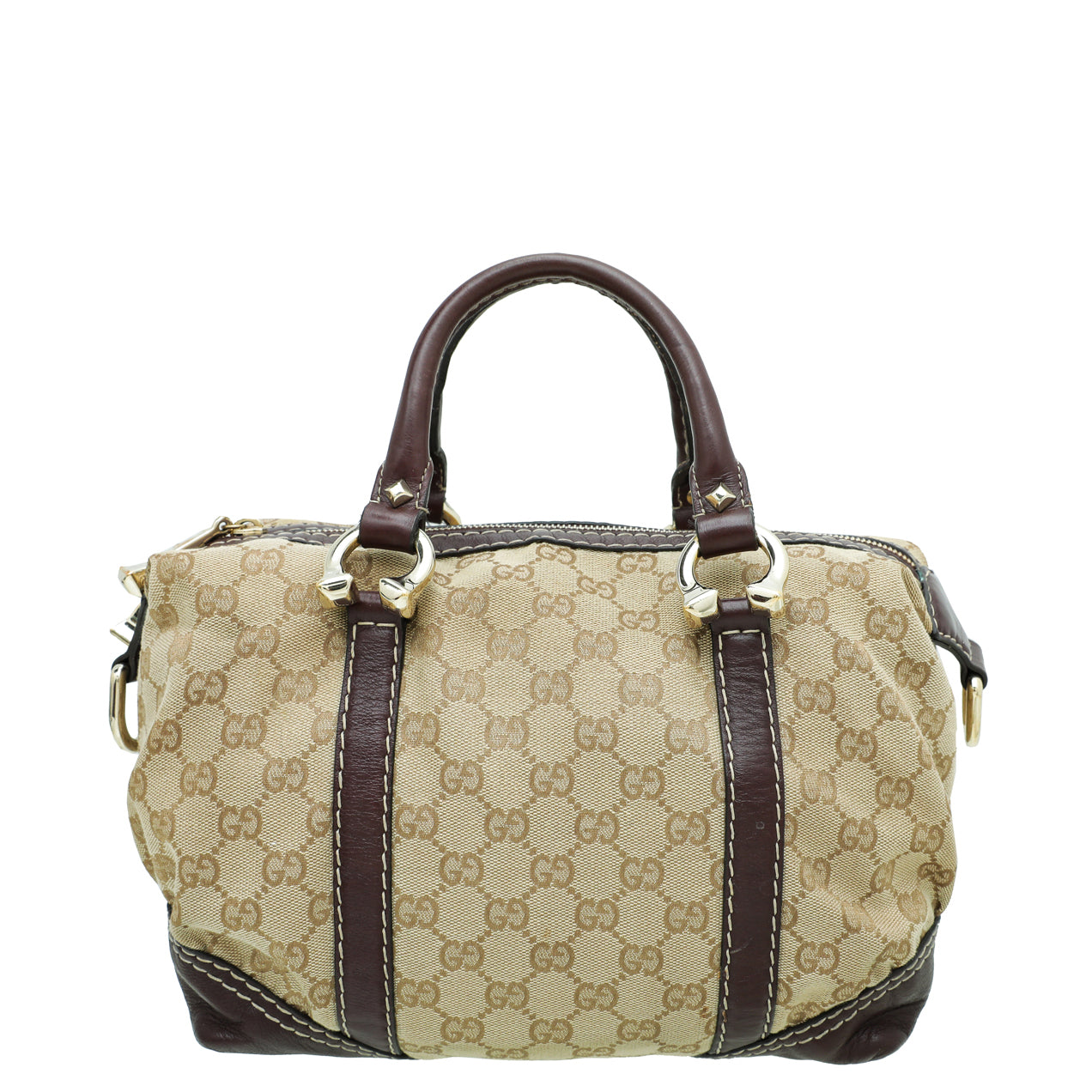 Gucci Bicolor GG Equestrian Horseshoe Bowler Bag-Gucci-THE CLOSET