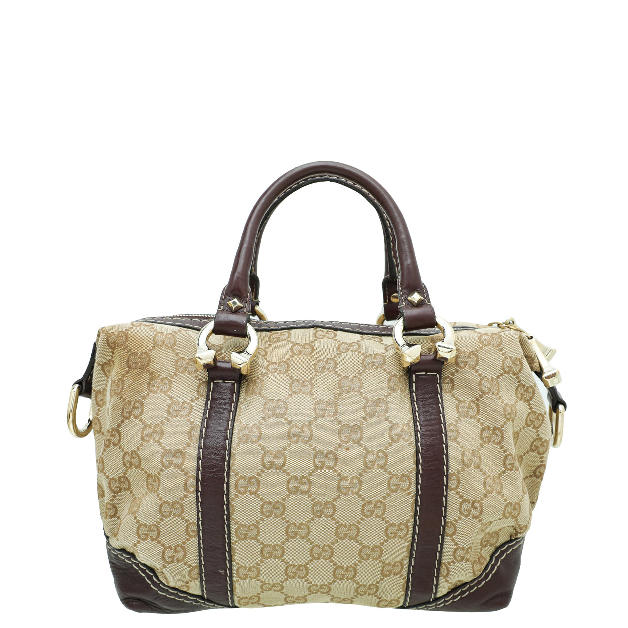 Gucci Bicolor GG Equestrian Horseshoe Bowler Bag-Gucci-THE CLOSET