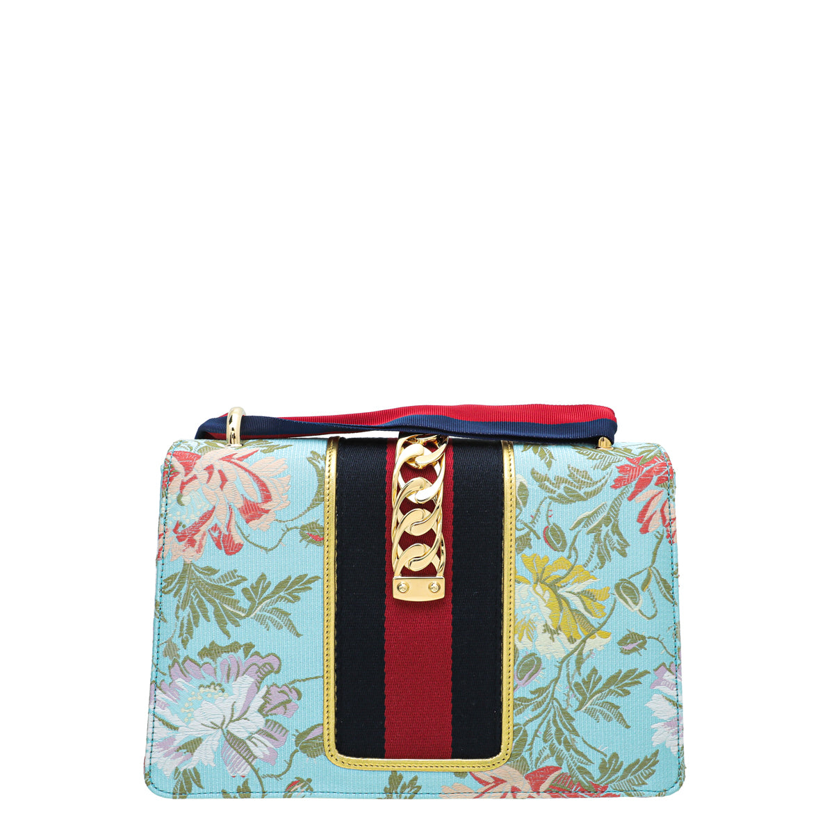 Gucci Light Blue Sylvie Garden Medium Shoulder Bag-Gucci-THE CLOSET
