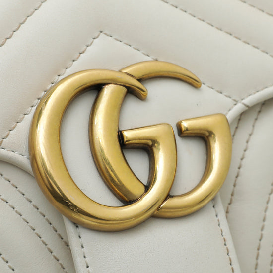 Gucci White GG Marmont Small Flap Bag