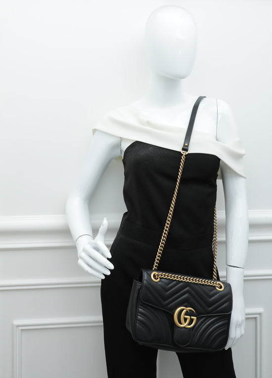 Gucci Black GG Marmont Small Flap Bag