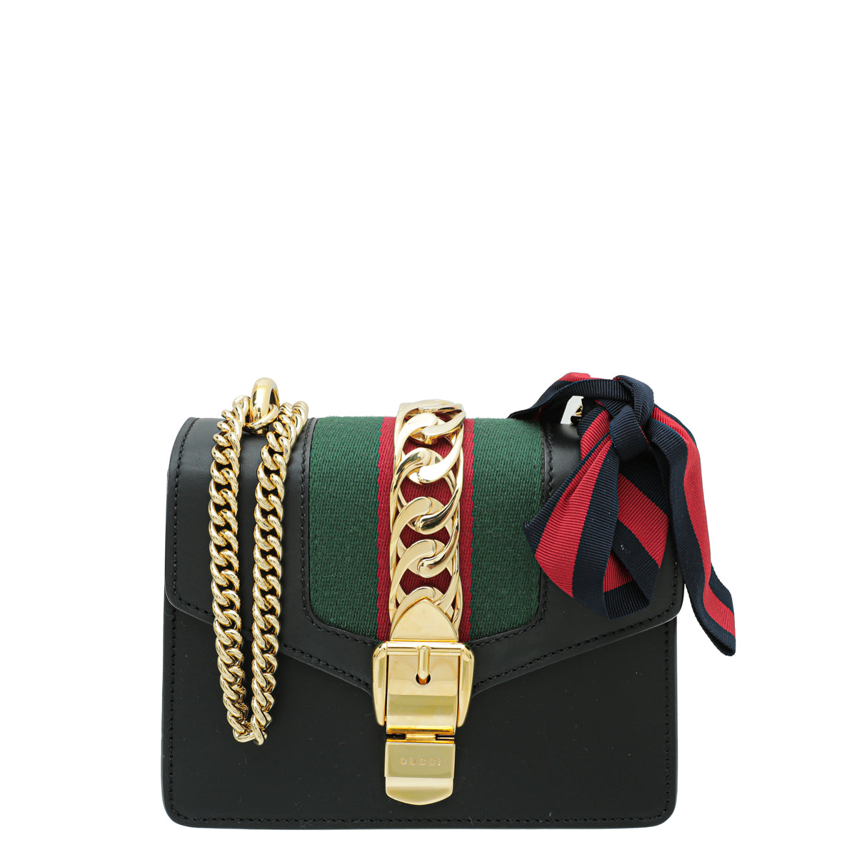 Gucci Black Sylvie Mini Chain Flap Bag-Gucci-THE CLOSET
