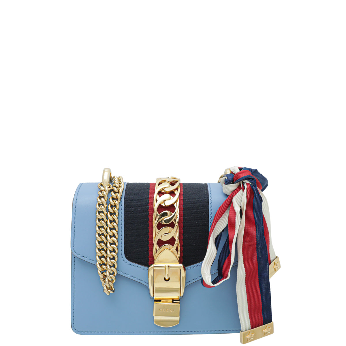 Gucci Blue Sylvie Mini Chain Flap Bag-Gucci-THE CLOSET