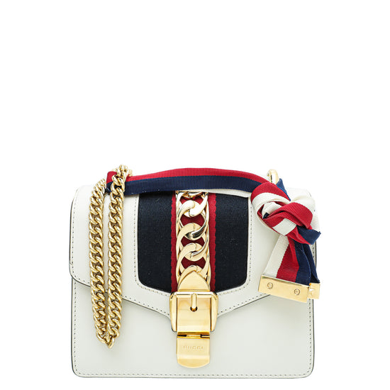Gucci White Sylvie Mini Flap Chain Bag