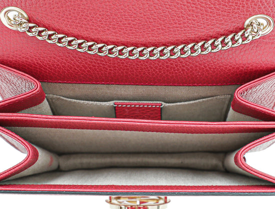 GUCCI Dollar Calfskin Small Interlocking G Shoulder Bag Red