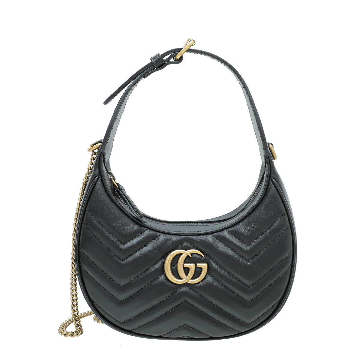 Gucci Black GG Marmont Half Moon Mini Bag-Gucci-THE CLOSET