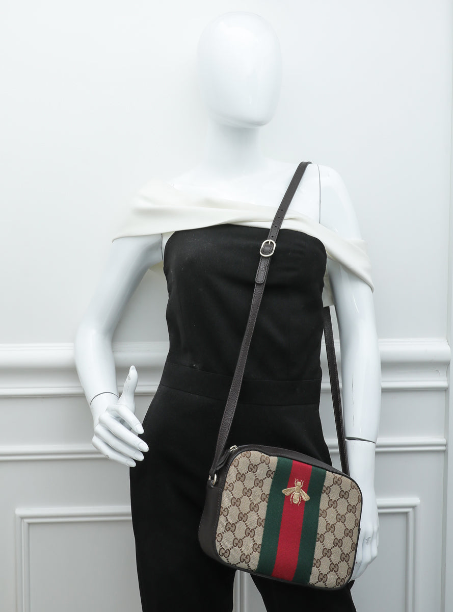 Gucci Bee Web Camera Bag Leather - ShopStyle