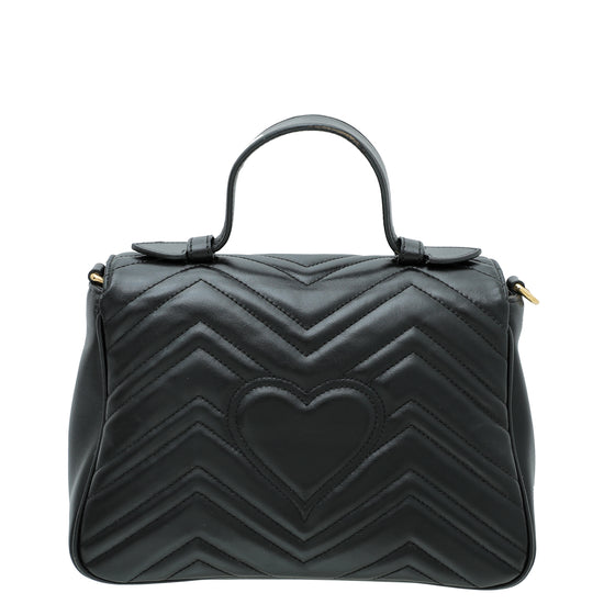 Gucci Black GG Marmont Top Handle Small Bag