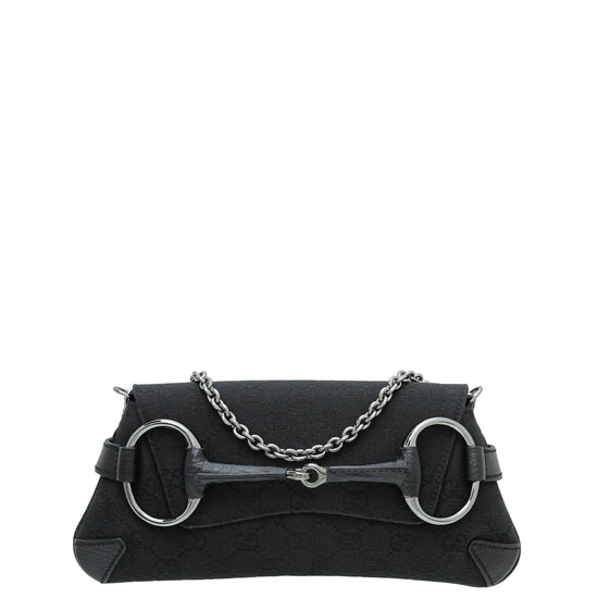 Gucci Black GG Horsebit Pochette Bag