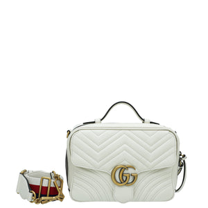 Gucci White Sylvie Web Gg Marmont Bag