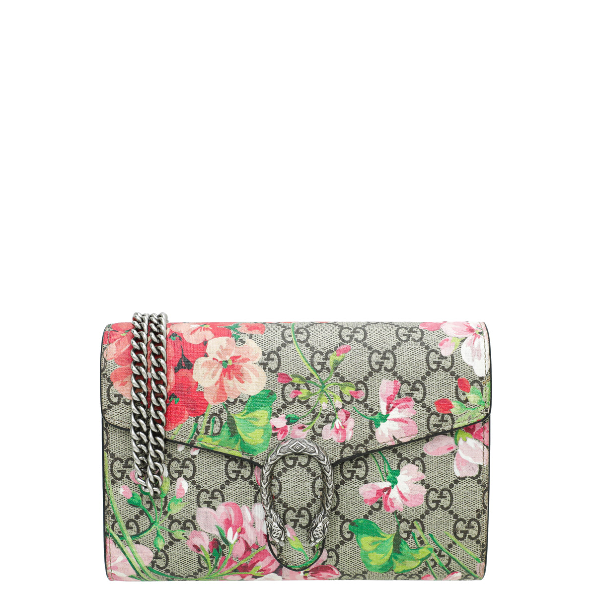 Gucci Ebony GG Supreme Blooms Mini Dionysus Chain Bag-Gucci-THE CLOSET
