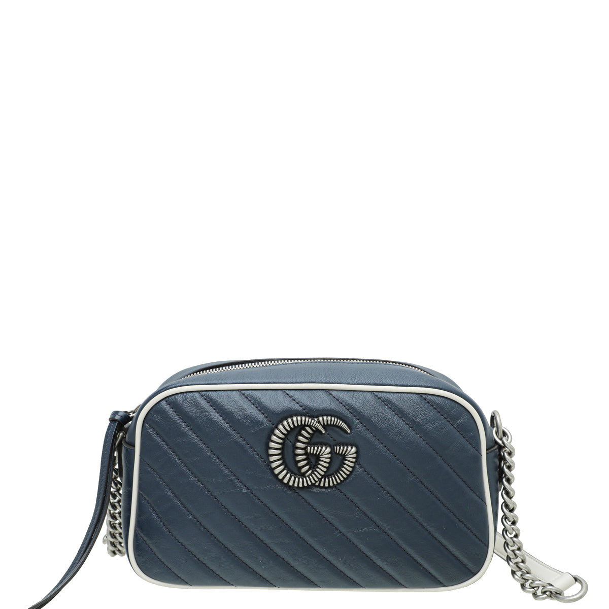 Gucci Navy Blue GG Marmont Small Camera Shoulder Bag-Gucci-THE CLOSET