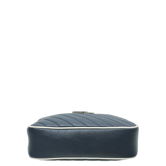 Gucci Navy Blue GG Marmont Small Camera Shoulder Bag