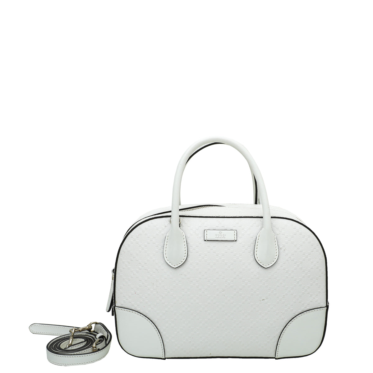 Gucci White Bright Diamante Textured Top Handle Bag-Gucci-THE CLOSET