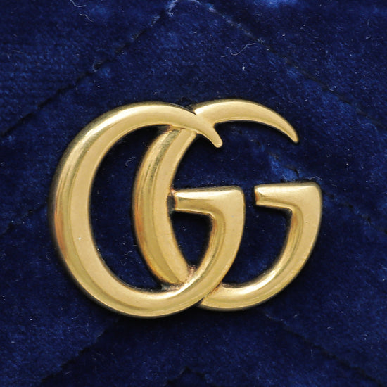 Gucci Navy Blue Velvet GG Marmont Belt Bag