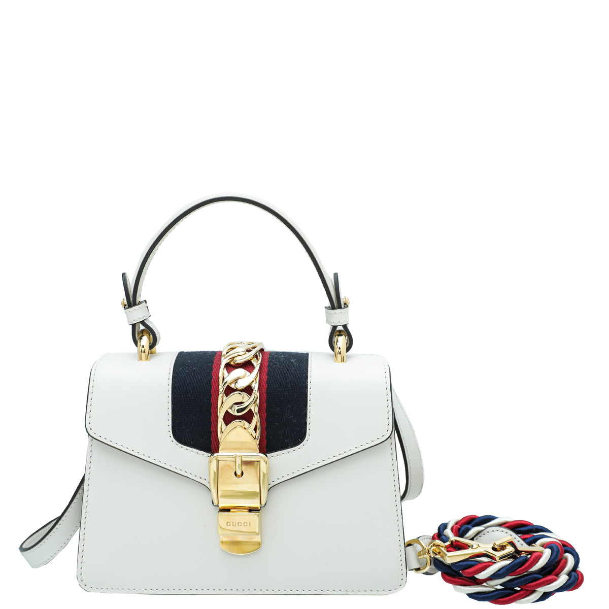 Gucci White Sylvie Top Handle Mini Bag-Gucci-THE CLOSET