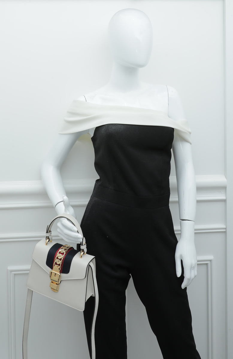 Gucci White Sylvie Top Handle Mini Bag