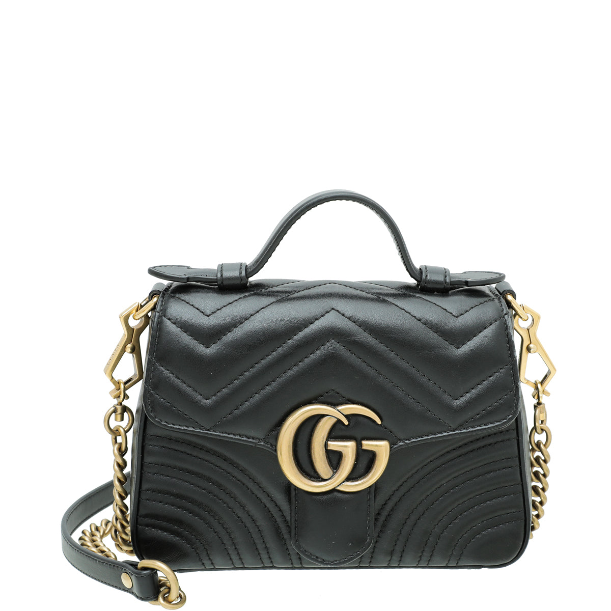 Gucci Black GG Marmont Top Handle Mini Bag-Gucci-THE CLOSET