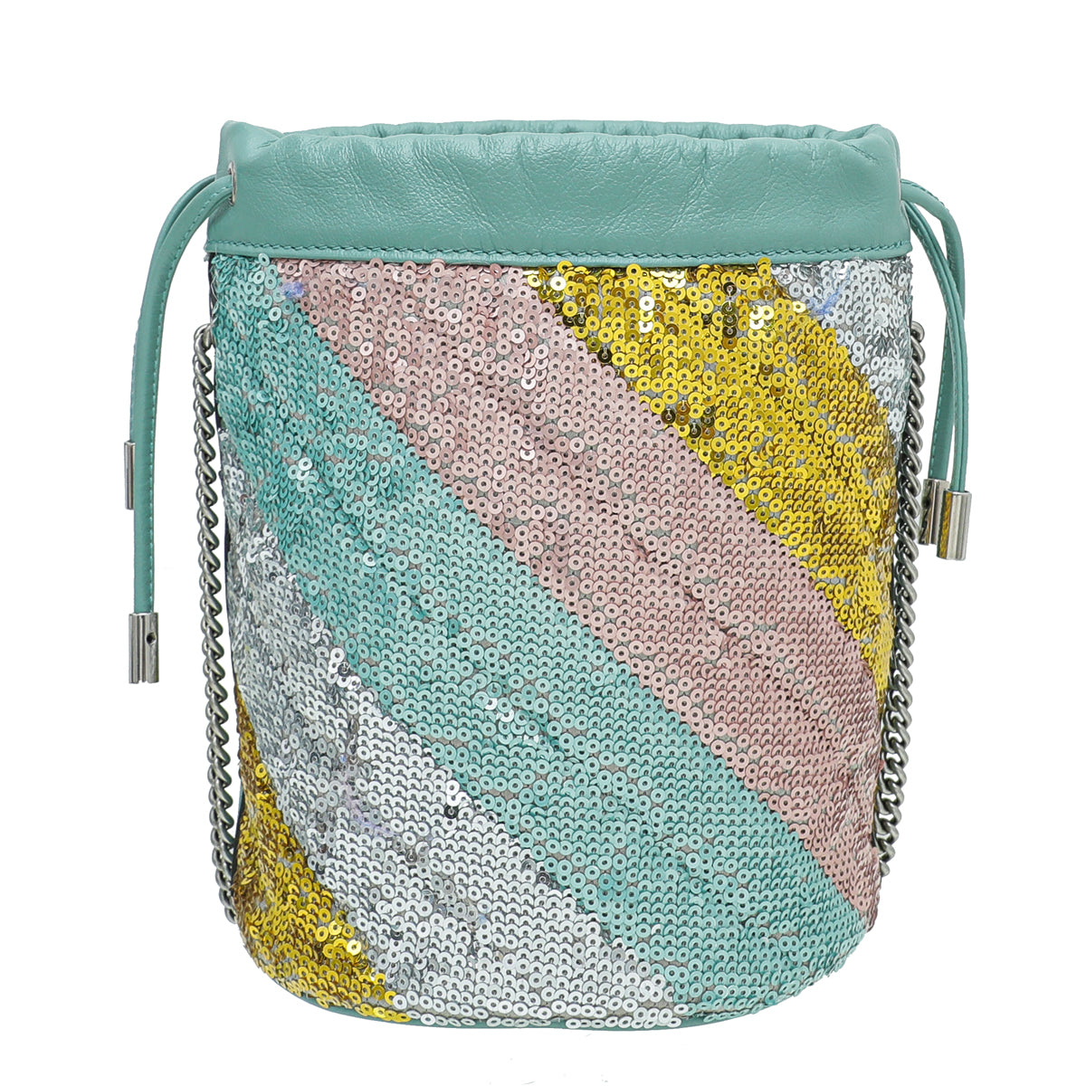 Gucci Mint Green GG Marmont Mini Sequin Bucket Bag-Gucci-THE CLOSET