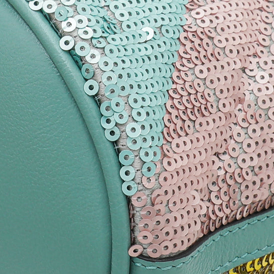 Gucci Mint Green GG Marmont Mini Sequin Bucket Bag