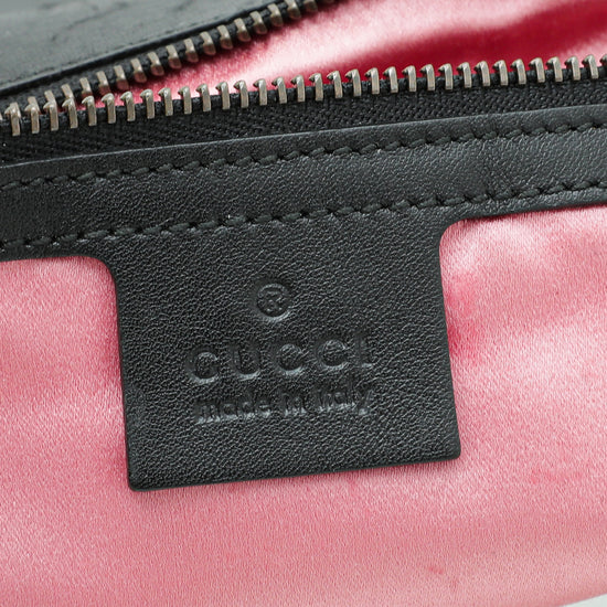 Gucci Black Multicolor Velvet "LOVED" Floral Embroidered GG Marmont Medium Bag
