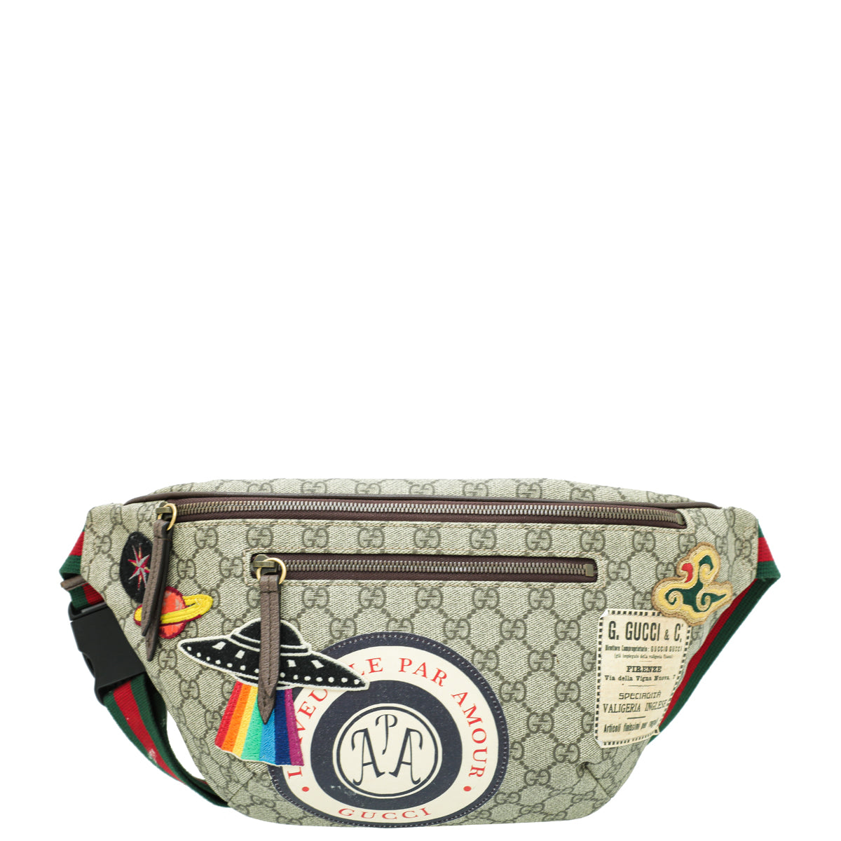 Gucci Ebony Multicolor GG Supreme Courier Belt Bag