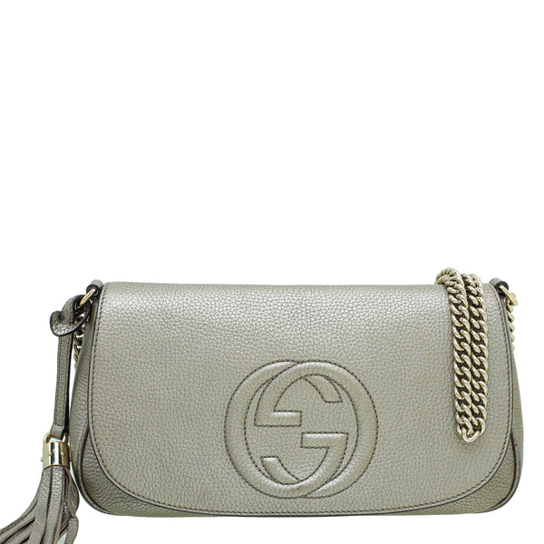 Gucci Champagne Soho Chain Flap Bag THE CLOSET