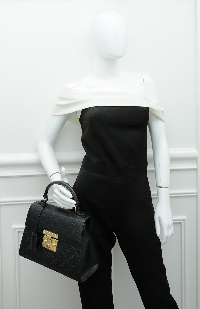 Gucci Black GG Guccissima Top Handle Small Bag