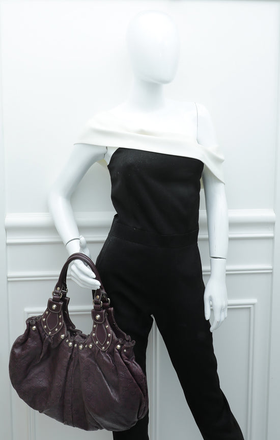 Gucci Violet GG Guccissima Studded Pelham Bag
