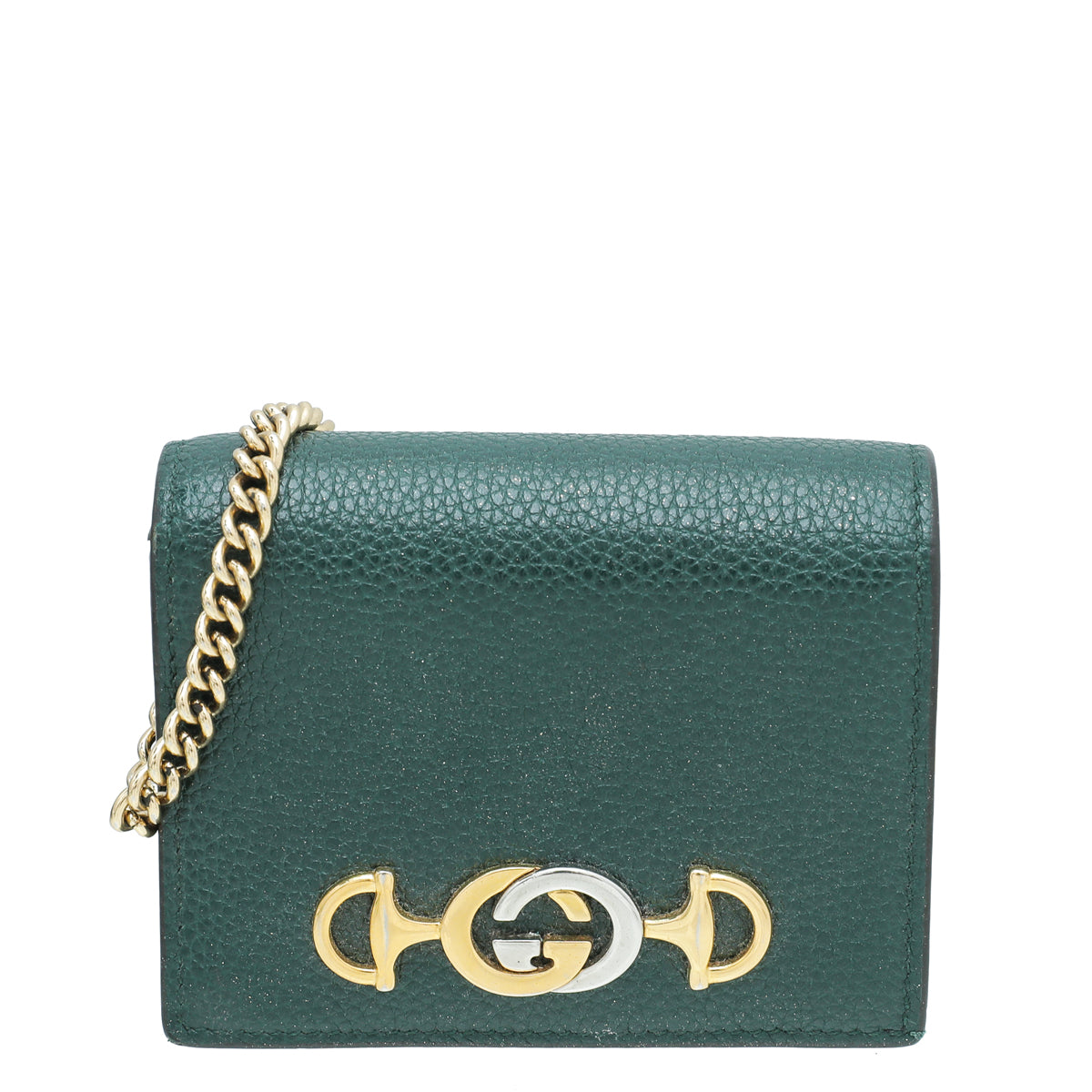 Gucci Forest Green Zumi Chain Card Case Wallet-Gucci-THE CLOSET