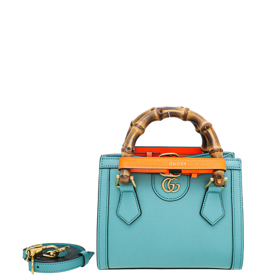 Gucci Light Teal Blue Diana Mini Tote Bag