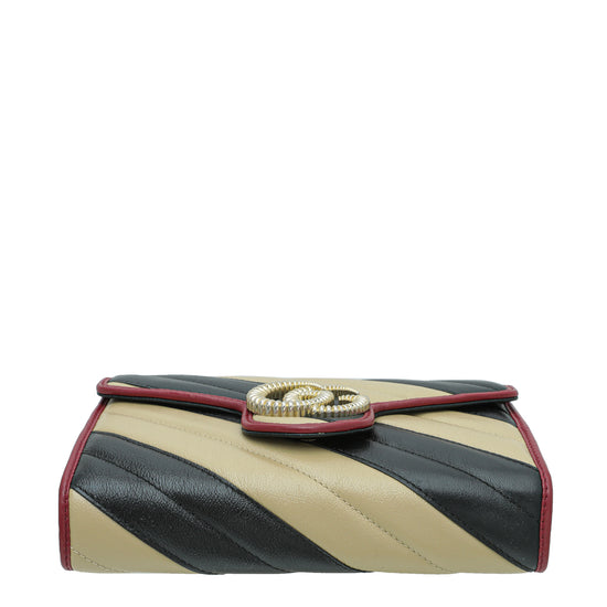 Gucci Bicolor Torchon GG Marmont Chain Wallet