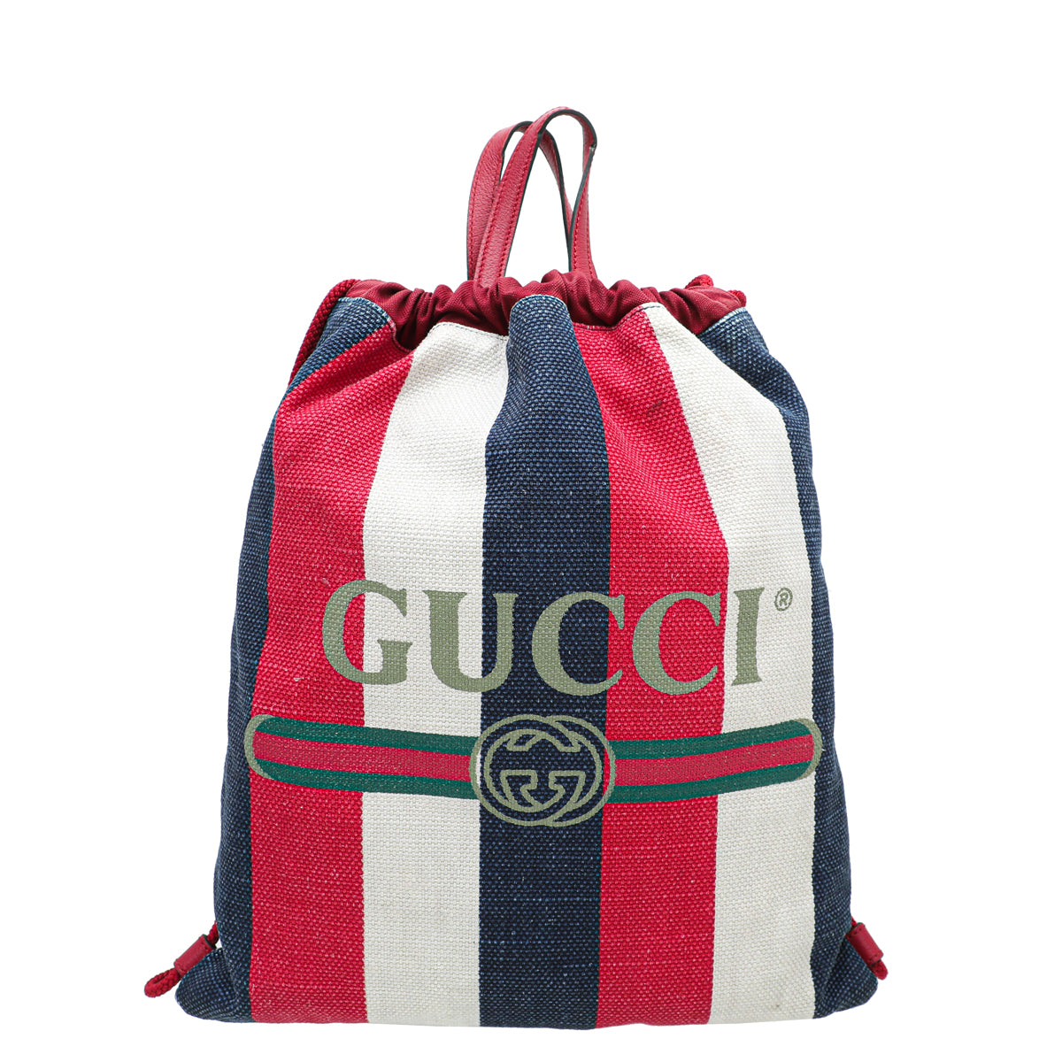 Gucci Tricolor Logo Sylvie Stripe Drawstring Backpack Bag-Gucci-THE CLOSET