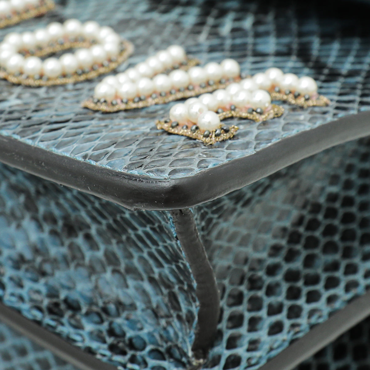 Gucci Marine Blue Python Crystal Embellished "Blind for Love" Dionysus Bag