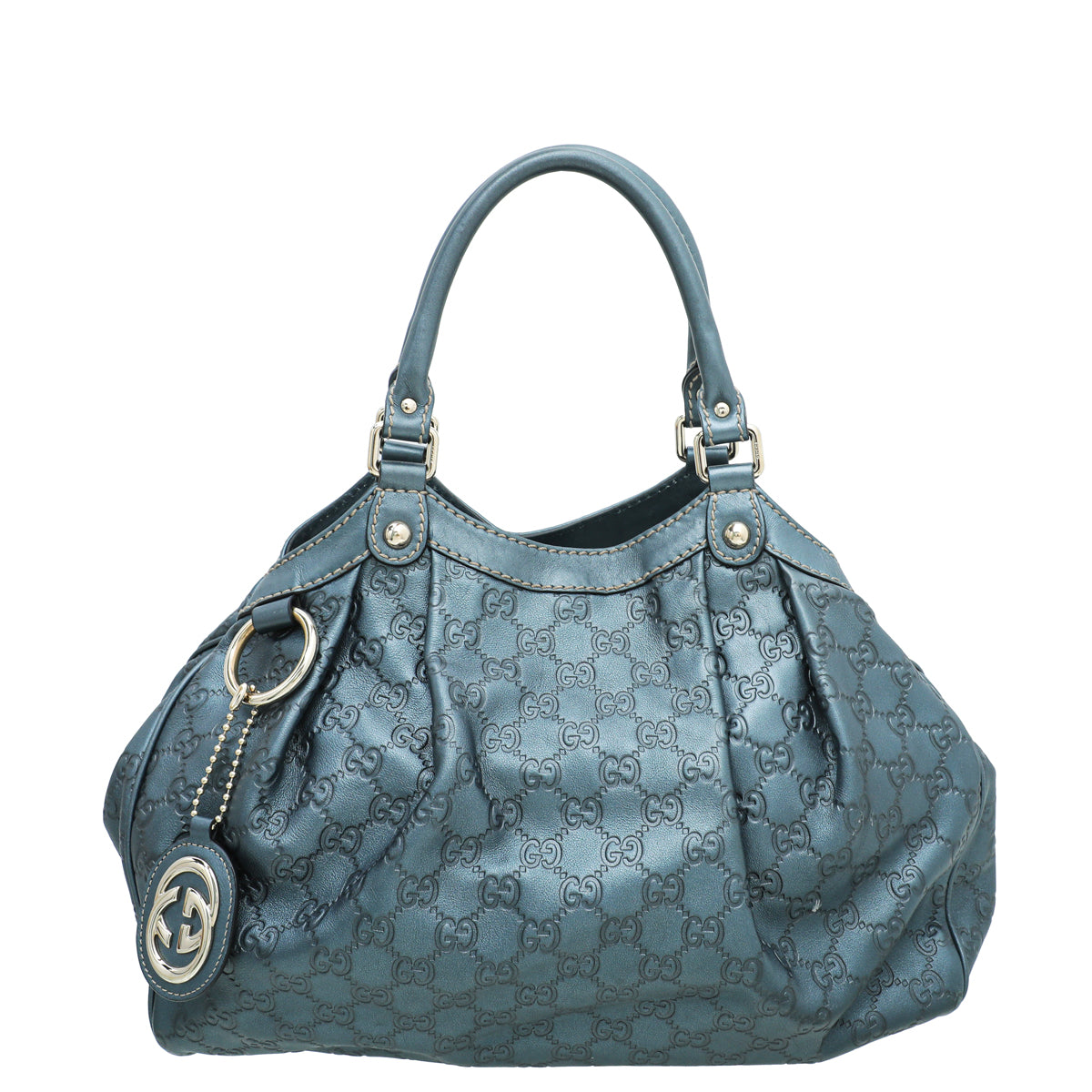 Gucci Metallic Slate Blue Guccissima Sukey Tote Medium Bag-Gucci-THE CLOSET
