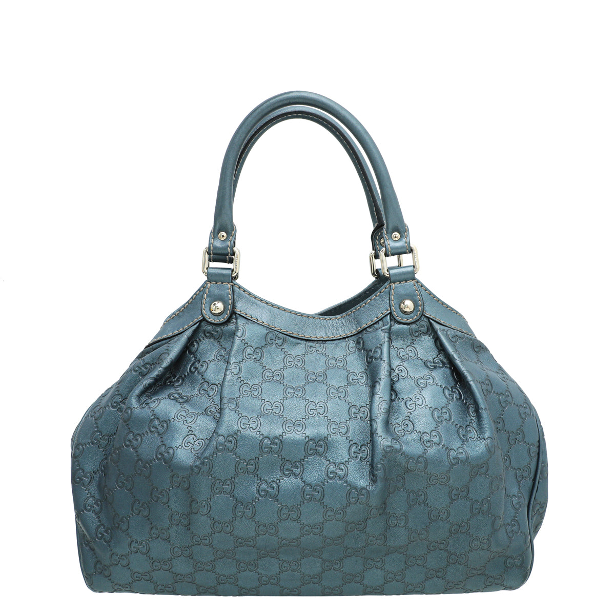 Gucci Metallic Slate Blue Guccissima Sukey Tote Medium Bag-Gucci-THE CLOSET