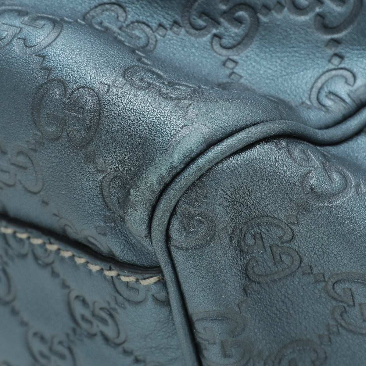 Gucci Metallic Slate Blue Guccissima Sukey Tote Medium Bag